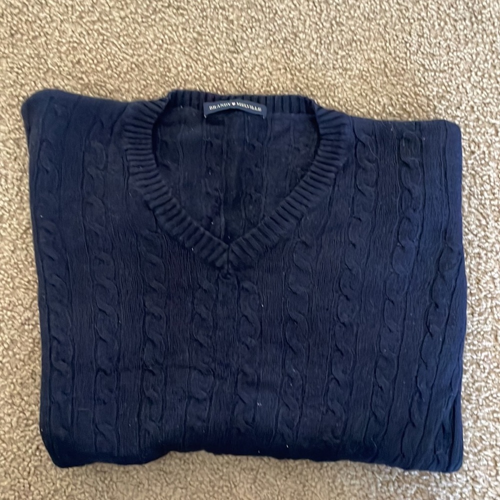 Brandy Melville Navy Blue Cropped Knit Sweater cashmere small - Picture 4 of 4